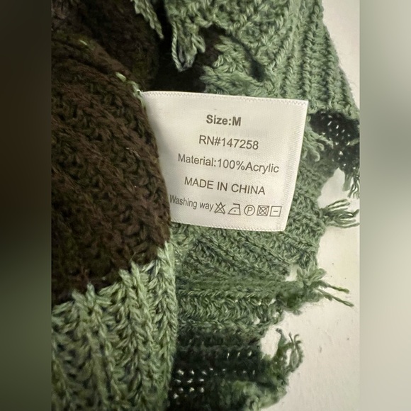 Women’s Simply Southern Green and Brown Striped Distressed Sweater Size Medium - Picture 11 of 12